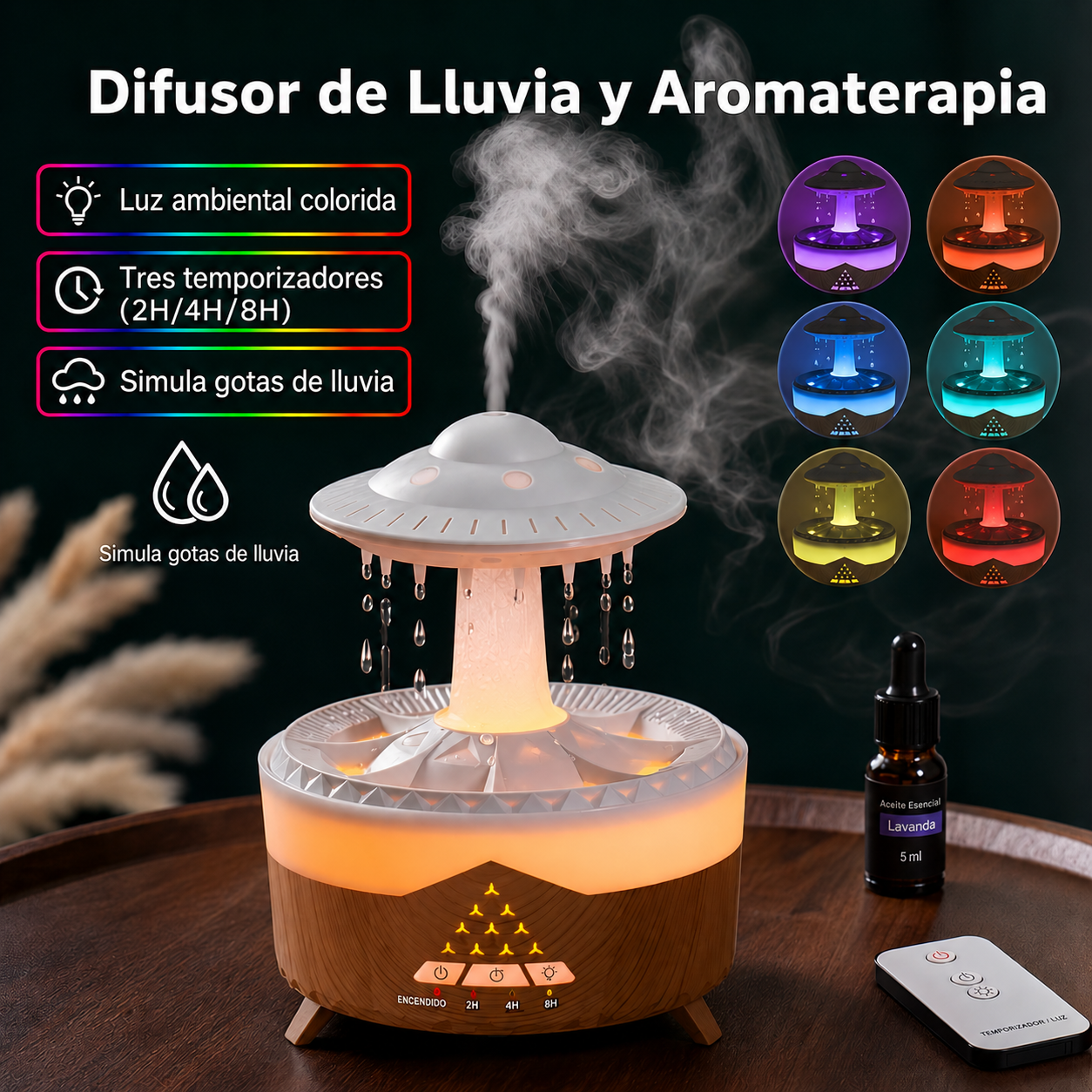 Difusor de Lluvia y Aromaterapia